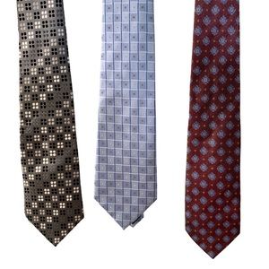 Men’s 100% Silk Neck Ties Geoffrey Beene Grafton 1853 Multi Colour Deal Lot of 3